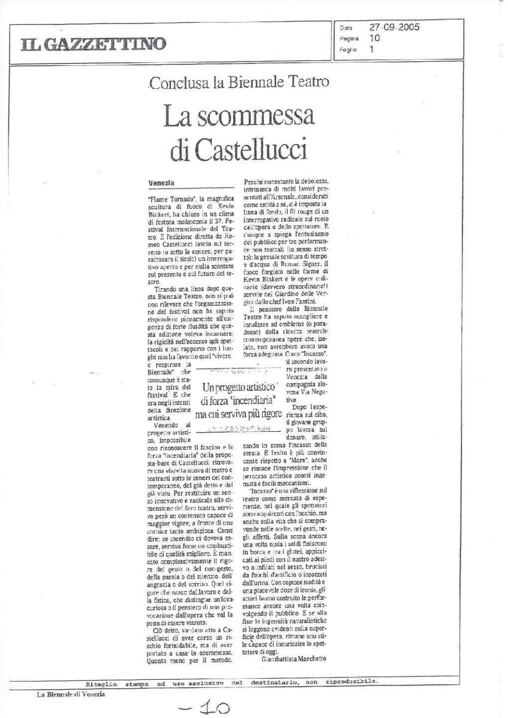 Incasso © Il Gazzettino, Mestre