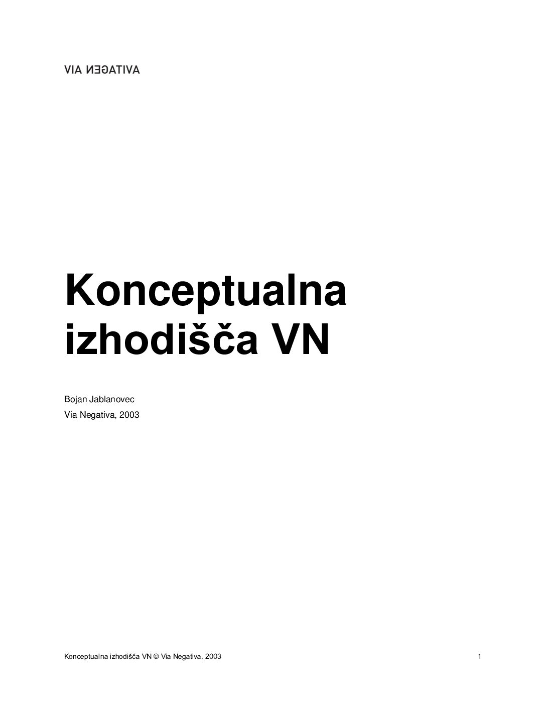 Refleksije Konceptualna izhodišča VN