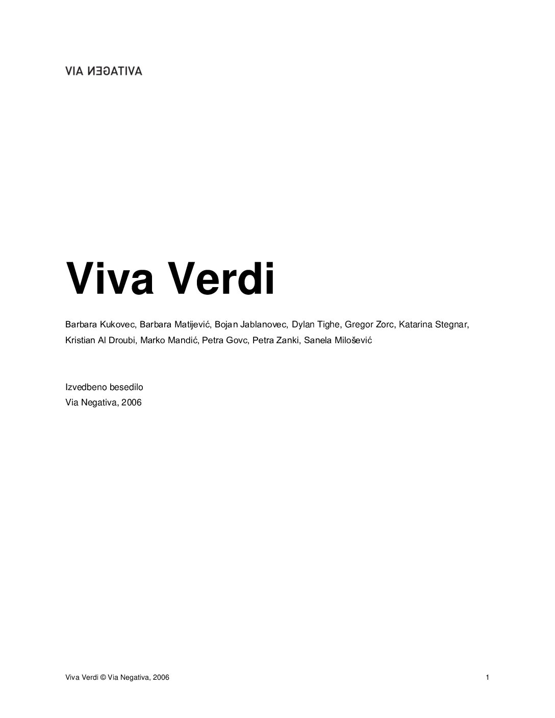 Viva Verdi • Izvedbeno besedilo