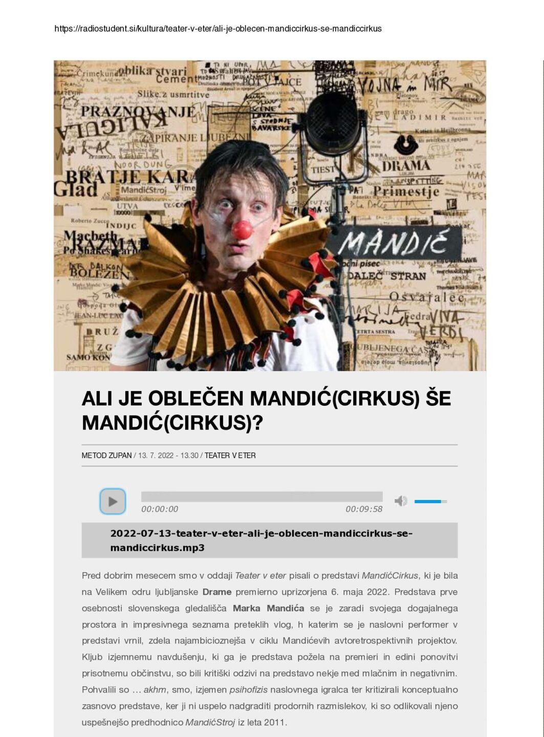 MandićCirkus (oblečen) Radio Študent