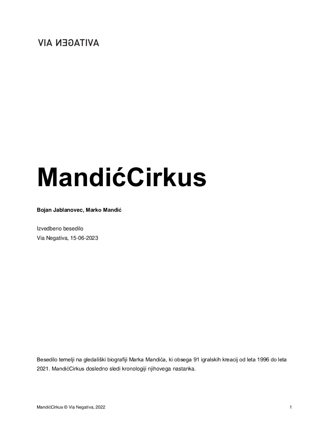 MandićCirkus Izvedbeno besedilo